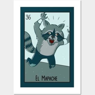 El Mapache // Mexican Luchador Loteria Card Posters and Art